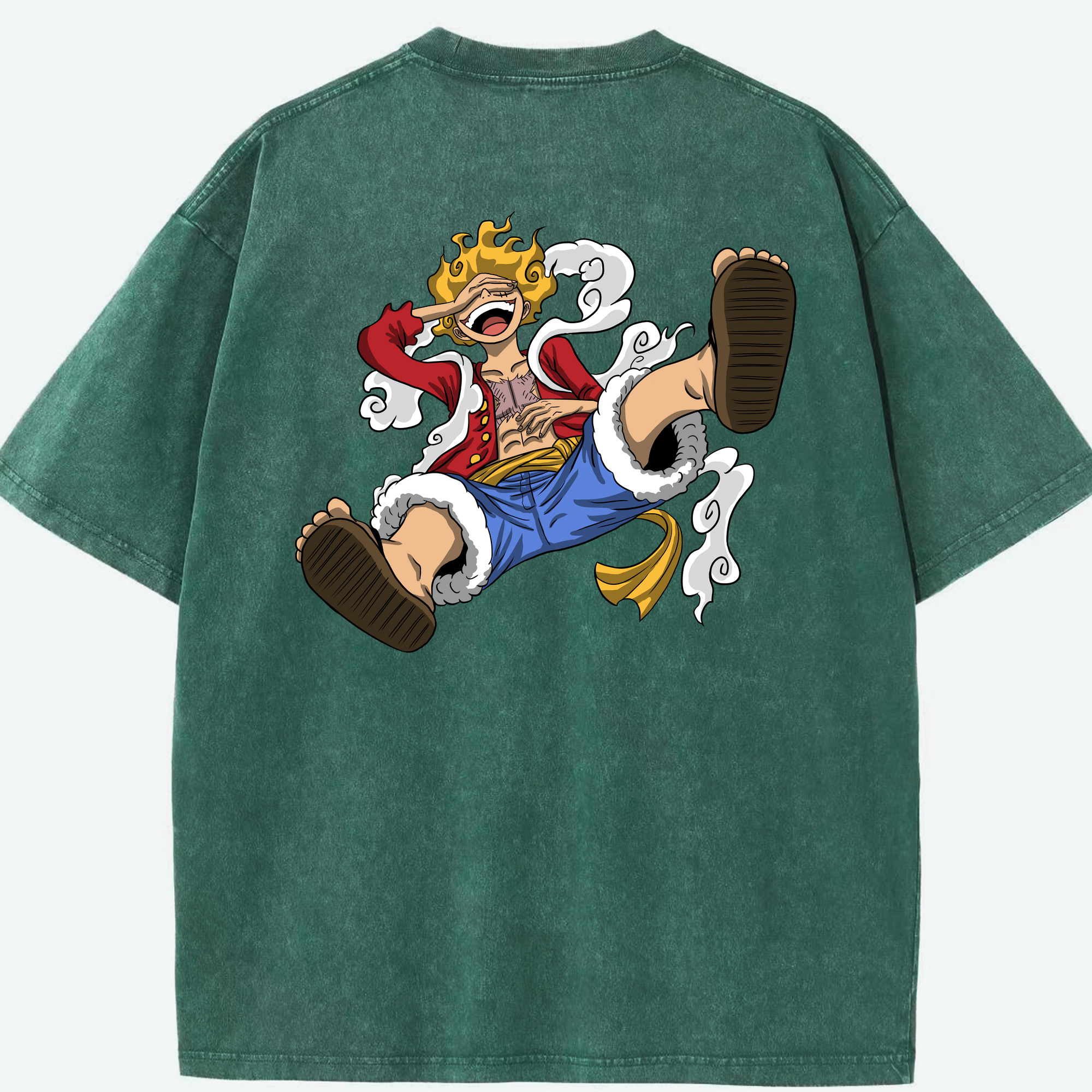 ワンピース モンキー・D・ルフィ ONE PIECE Monkey D. Luffy 綿100% ヴィンテージ風 半袖Tシャツ（背面プリント）
